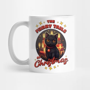 the furry tails of christmas black cat design Mug